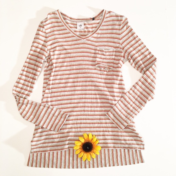 CAbi Tops - Cabi stripe high low low sleeve top medium #3055